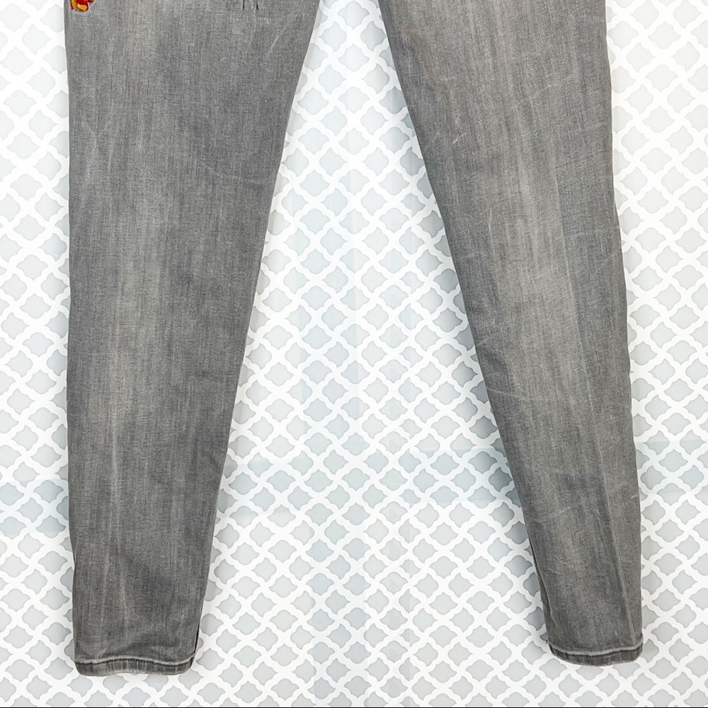 GUC Zara Floral Embroidered Grey  Wash Skinny Jeans - Picture 6 of 11